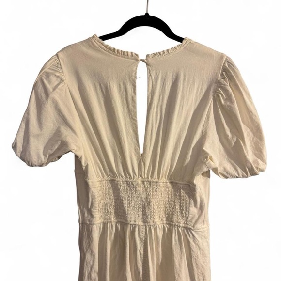 Maeve Anthropologie Puff-Sleeve Corset Linen Midi Dress - White Size Large - Picture 10 of 16